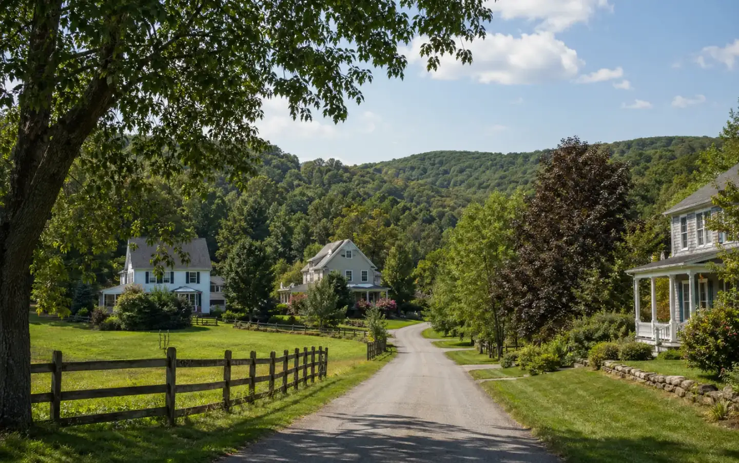 A quiet Hudson Valley neighborhood surrounded by rural New York landscape